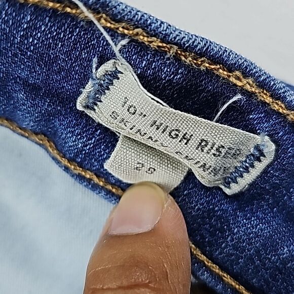 Madewell -1107 Blue Chewed-Hem Edition 10" High-Rise Skinny‎ Jeans Size 28 - Picture 5 of 10